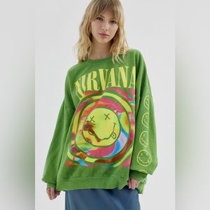 Urban Outfitters Nirvana Smile Overdyed Sweatshirt